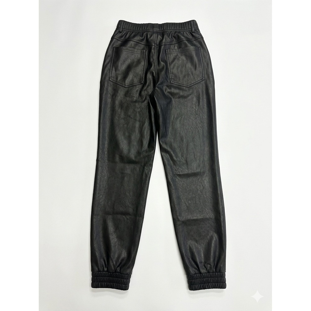 Spanx Faux Leather Joggers Women Size Small Black Excellent Elastic Waist Pants